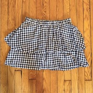 Madewell Navy and White Gingham Tiered Skirt